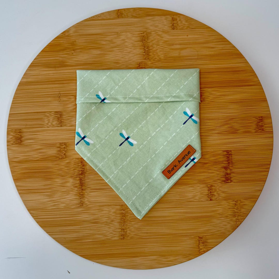 Dragonfly dog bandana, handmade by Bark Avenue Pet Boutique
