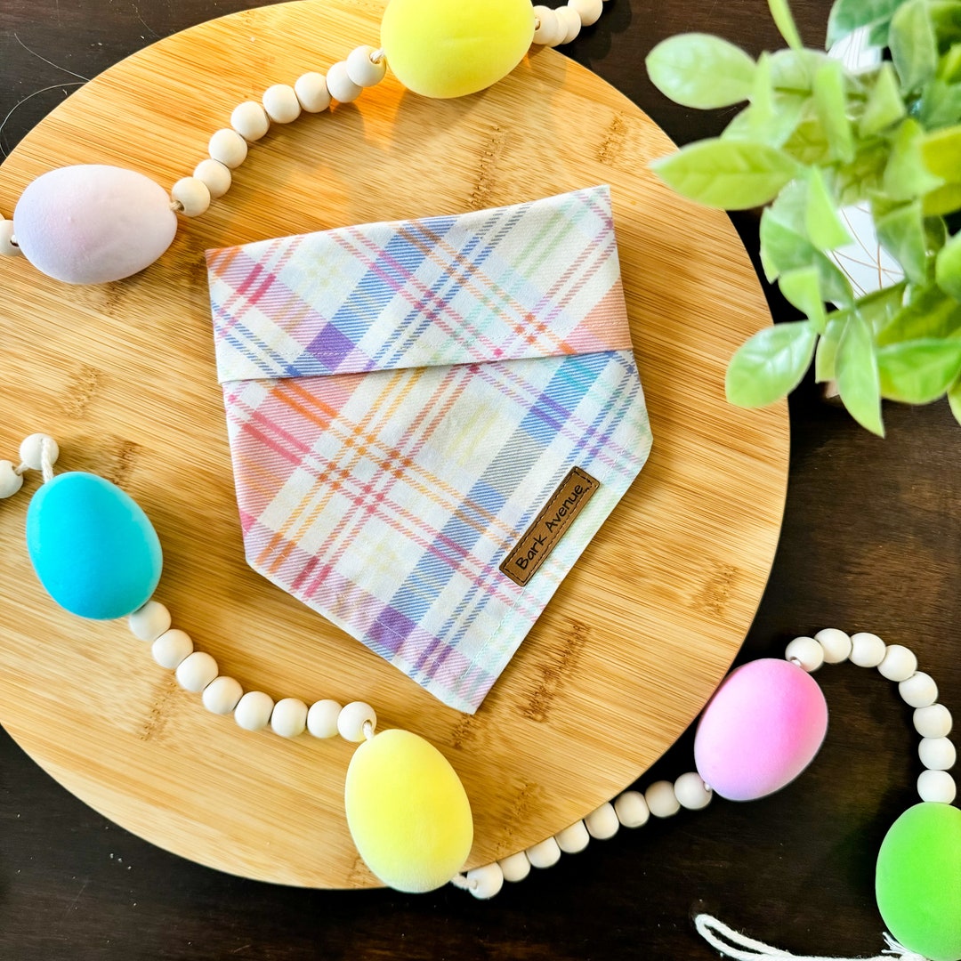 Easter Plaid dog bandana, handmade by Bark Avenue Pet Boutique