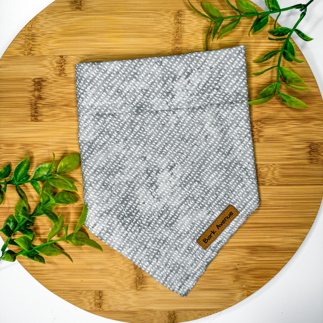 Gray dog bandana, handmade by Bark Avenue Pet Boutique