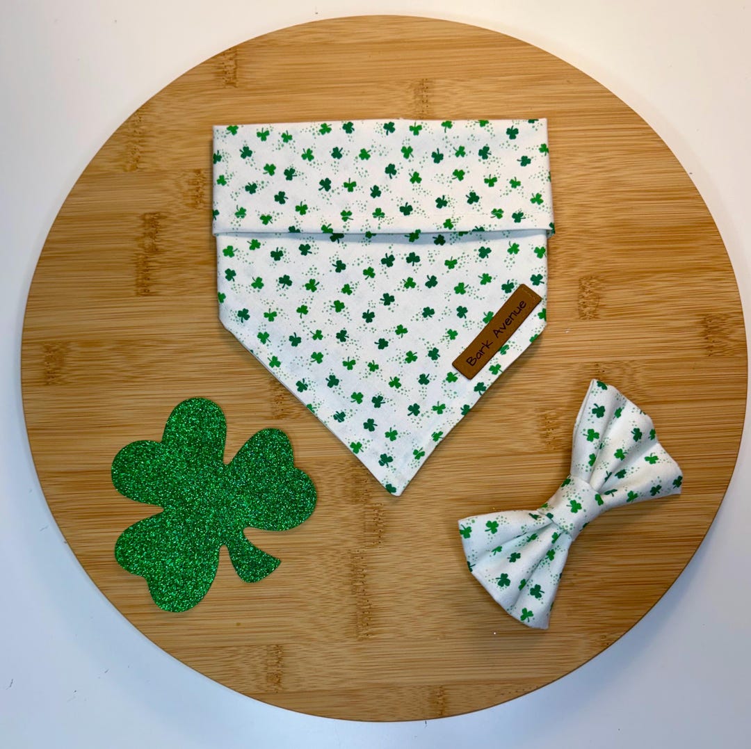 Large Green Clover dog bandana, handmade by Bark Avenue Pet Boutique