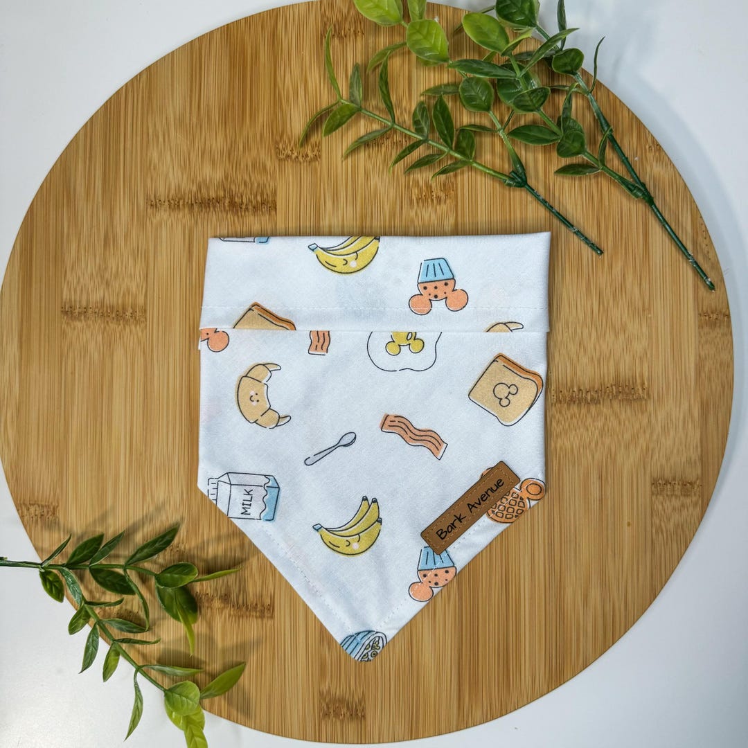 Mickey Breakfast dog bandana, handmade by Bark Avenue Pet Boutique